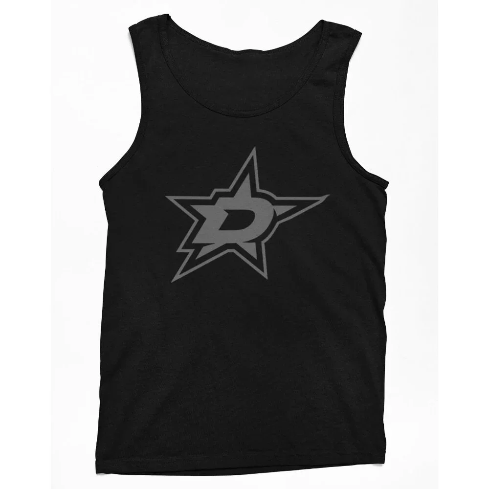 NEW Dallas Stars Tonal Monochrome Logo Tank Top BLACKOUT - Picture 1 of 2